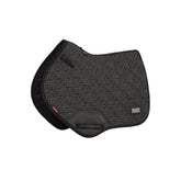 LeMieux Schabracke Aspen Close Contact Square Houndstooth schwarz grau, Springschabracke mit anatomischem Schwanenhals, antibakteriellem Material und PU-Lederverstärkung, formstabil und atmungsaktiv.