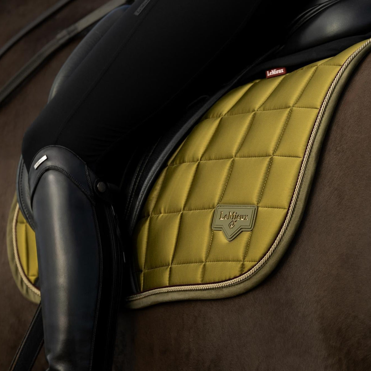 LeMieux Schabracke Loire Classic Satin Dressage Square Gooseberry