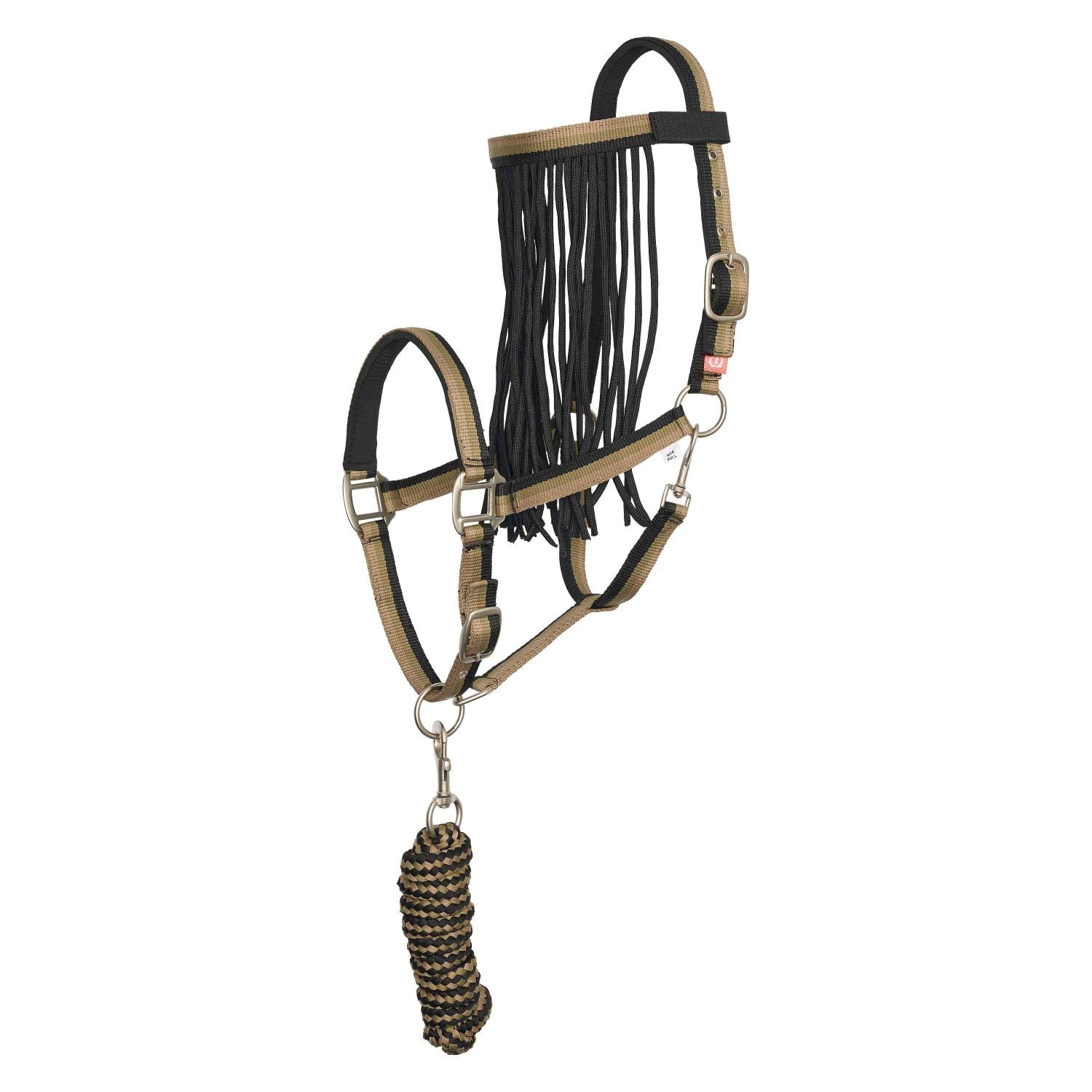 Imperial Riding  Halfterset Nylon mit Führstrick und Fliegenfransen IRH multi olive