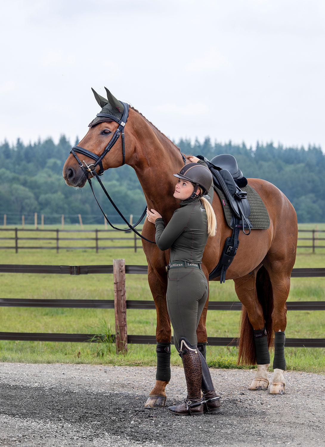 LeMieux Schabracke Luxury Suede Dressage Square oak green