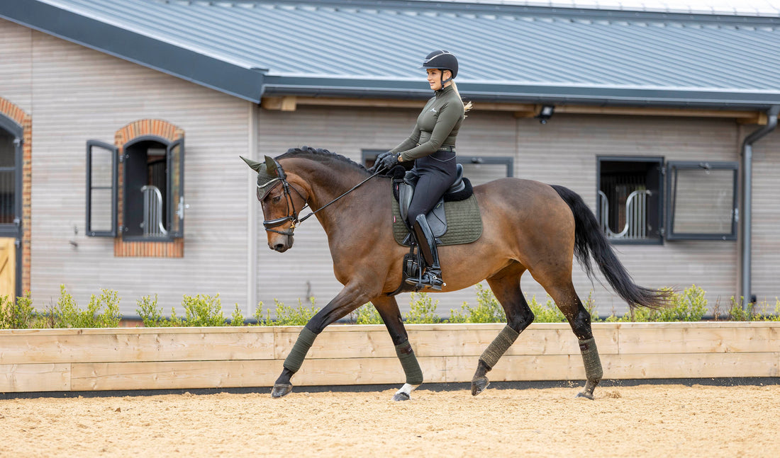 LeMieux Schabracke Luxury Suede Dressage Square oak green