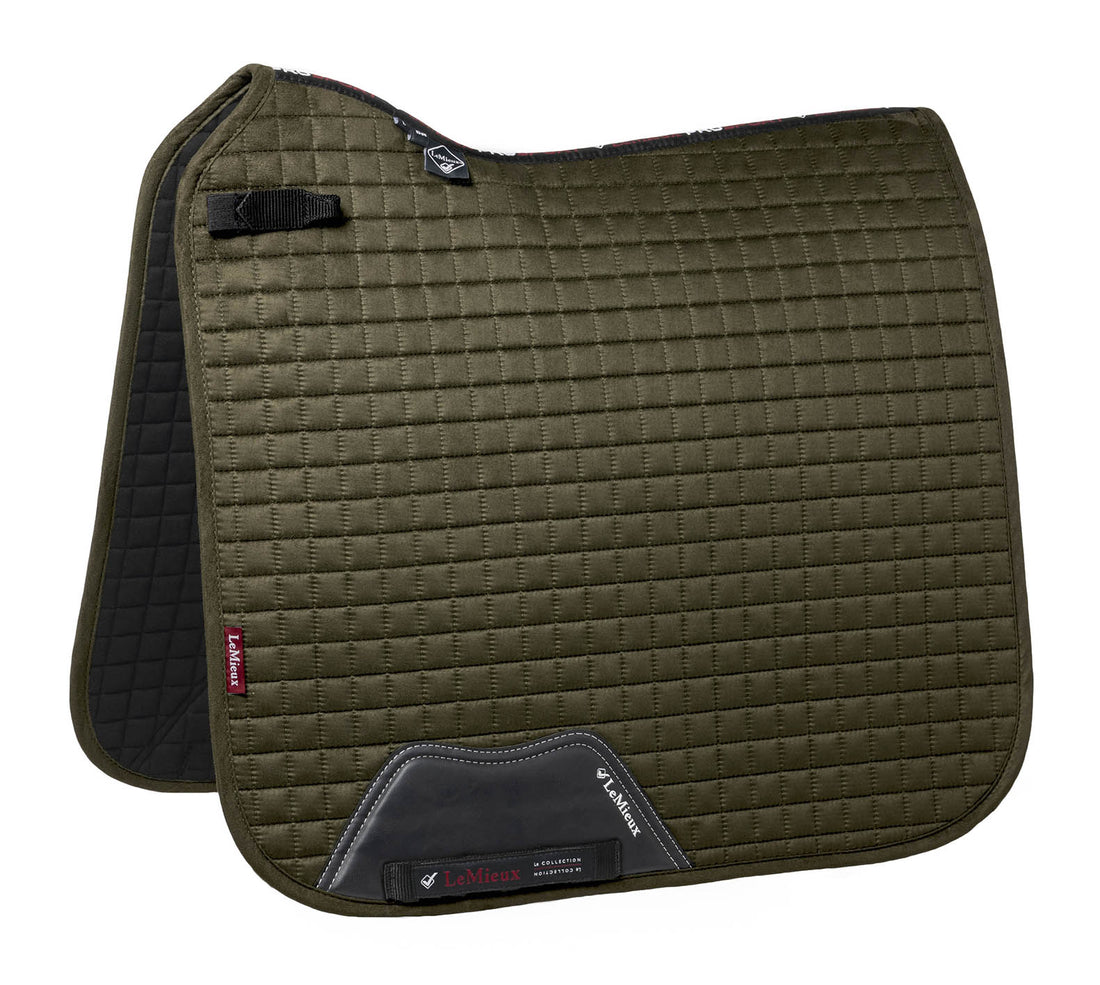 LeMieux Schabracke Luxury Suede Dressage Square oak green