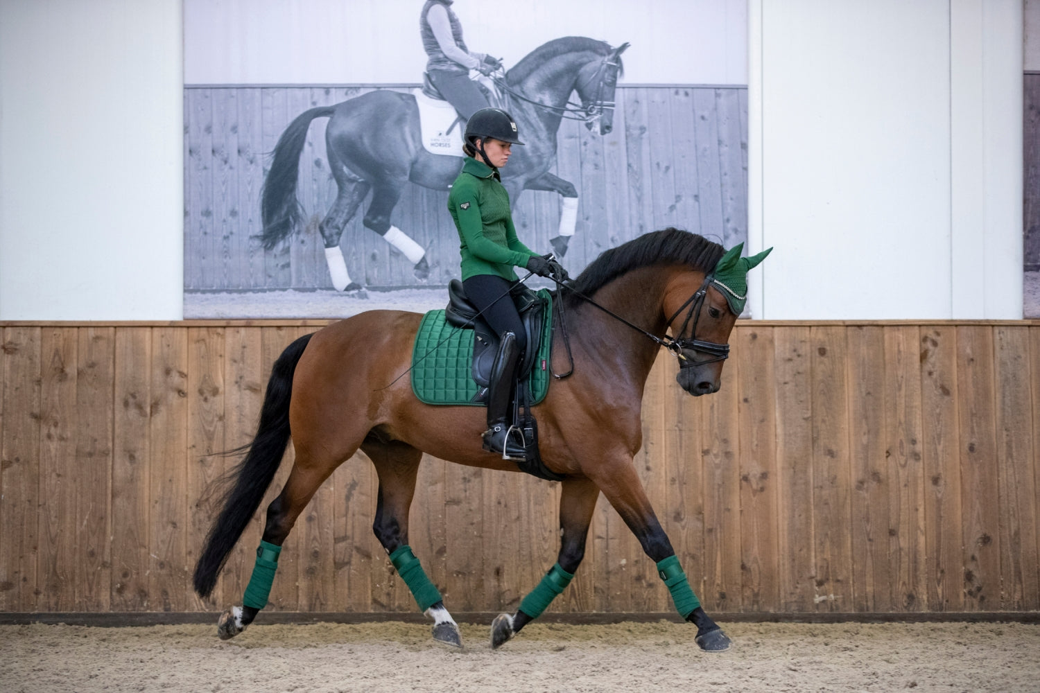 LeMieux saddle pad Loire Classic Satin Dressage Square hunter green