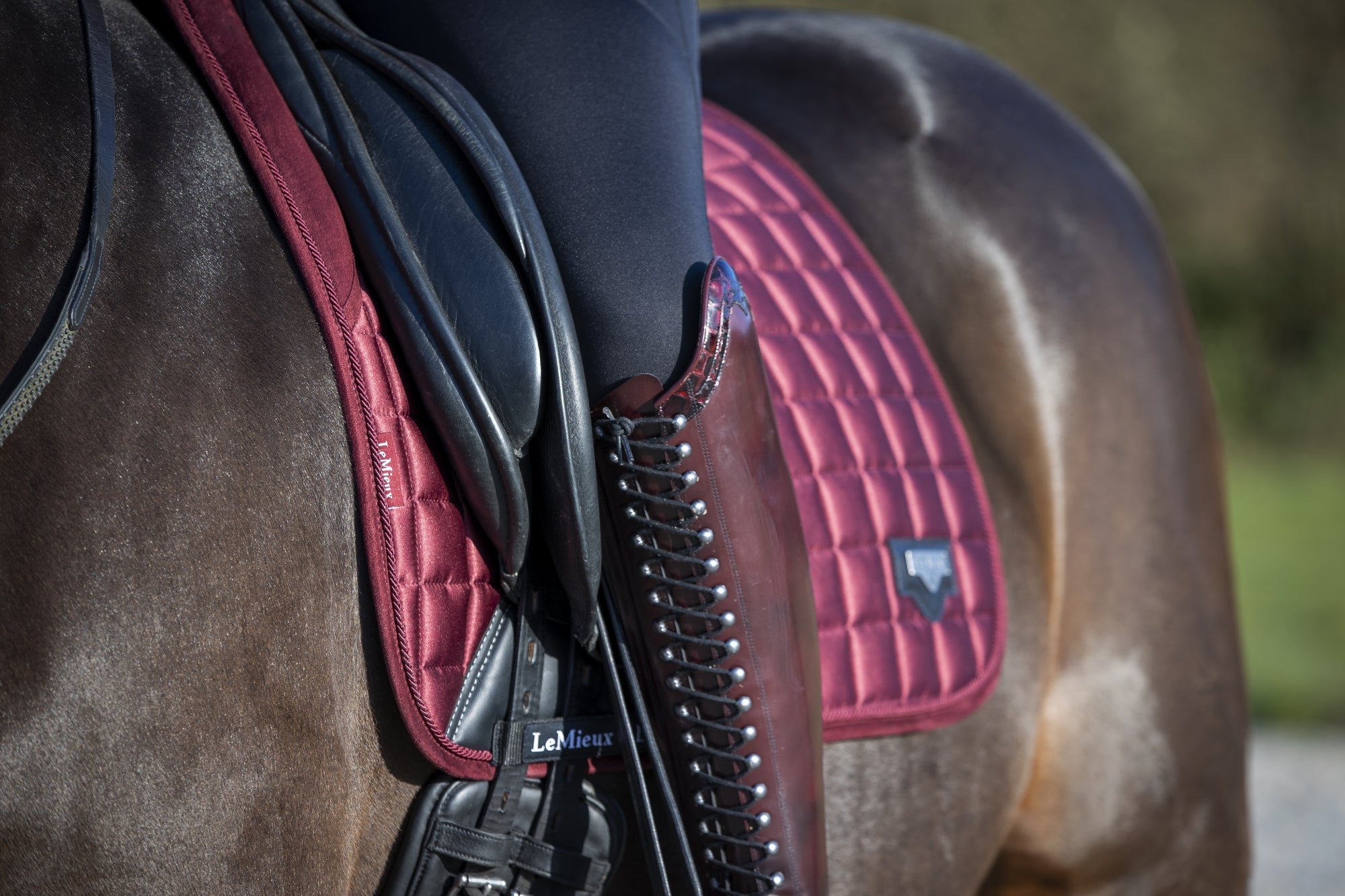 LeMieux saddle pad Loire Memory Satin Dressage Square rioja