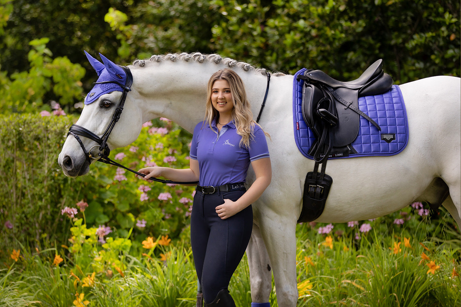 LeMieux Schabracke Loire Classic Satin Dressage Square bluebell
