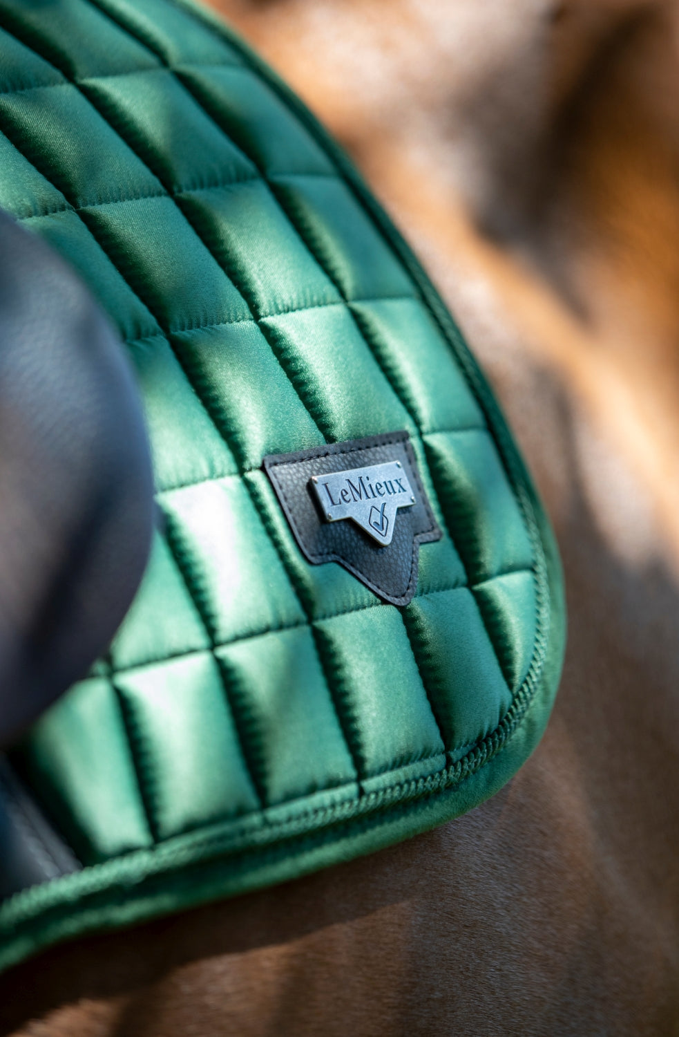 LeMieux saddle pad Loire Classic Satin Dressage Square hunter green