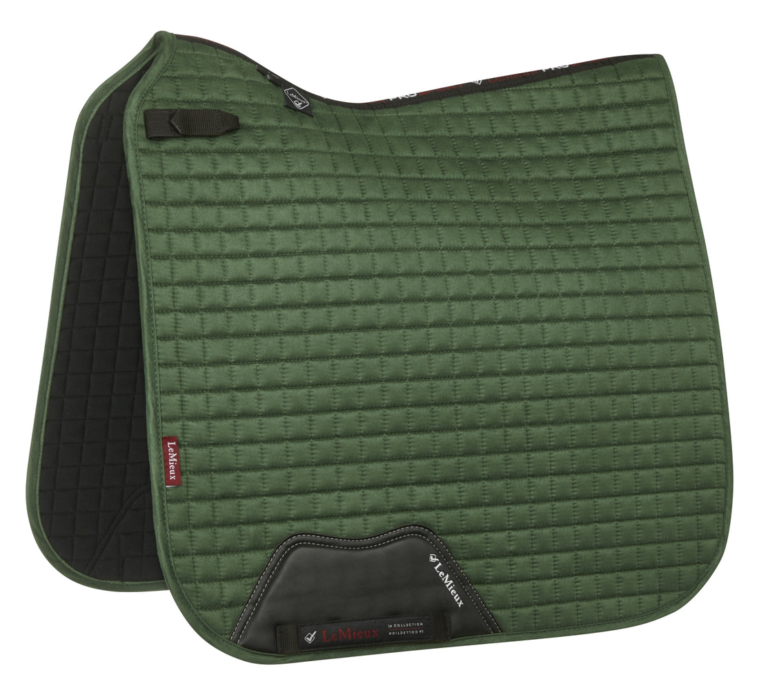 LeMieux saddle pad Luxury Suede Dressage Square hunter green