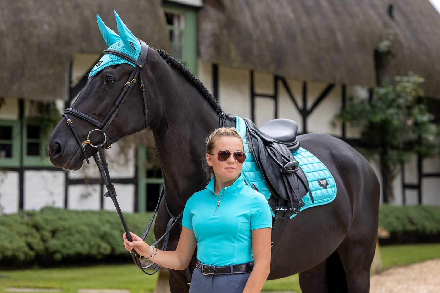 LeMieux short-sleeved base layer shirt azure