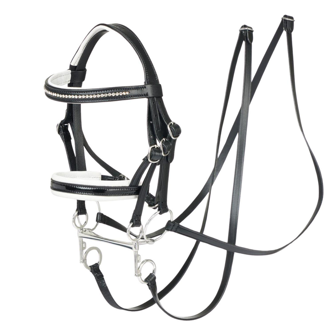 LeMieux Hobby Horse Dressurkandare schwarz Lack weiß unterlegt
