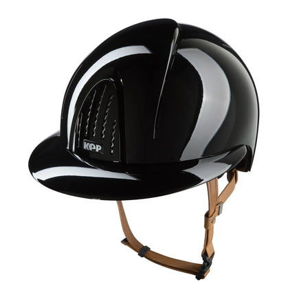 KEP Smart Nova Metal Polish Reithelm Schwarz mit beiger Beriemung und Polo-Visier