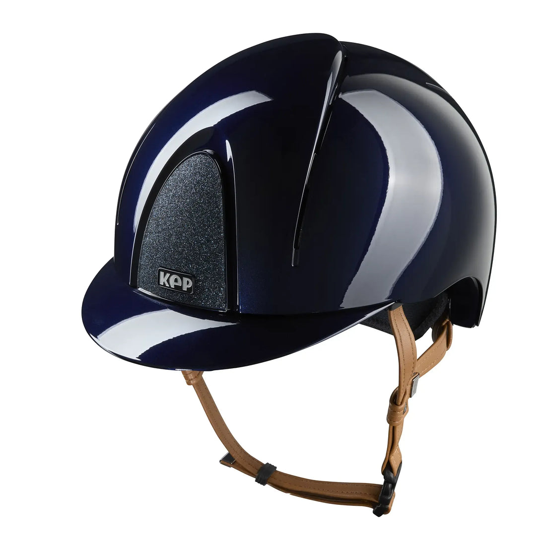 KEP Reithelm Smart Nova Metal Polish Blau, beige Beriemung, Star Glitzer Blau – Seitenansicht