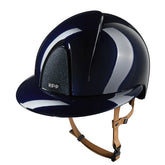 KEP Reithelm Smart Nova Metal Polish Blau, beige Beriemung, Star Glitzer Blau, Polo-Visier – Seitenansicht
