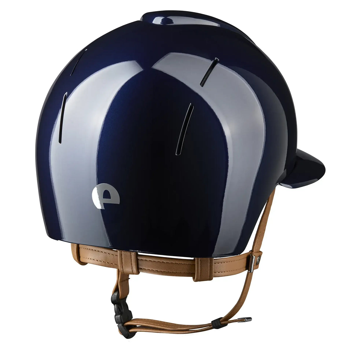 KEP Reithelm Smart Nova Metal Polish Blau, beige Beriemung, Polo-Visier – Rückansicht