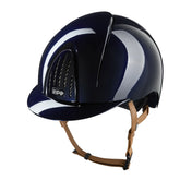 KEP Reithelm Smart Nova Metal Polish Blau, beige Beriemung – Seitenansicht