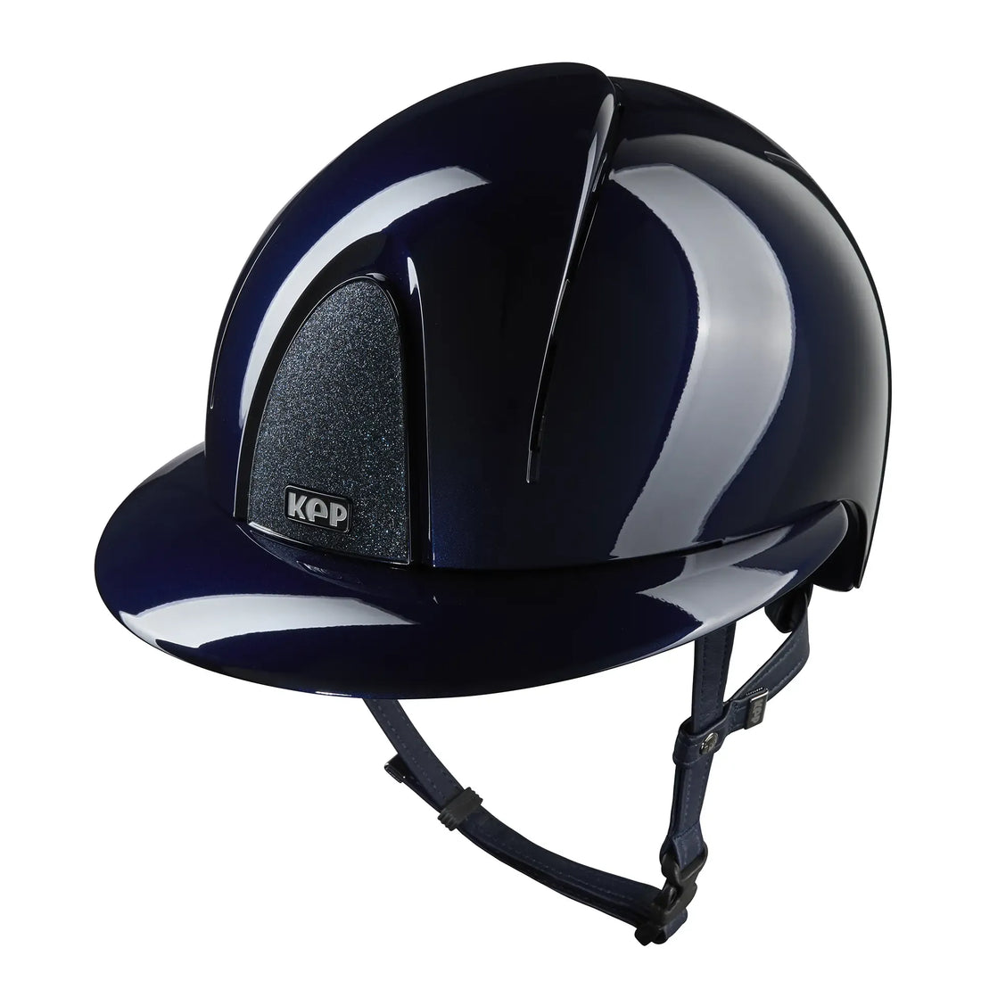 KEP Reithelm Smart Nova Metal Polish Blau, Star Glitzer Blau, Polo-Visier – Seitenansicht