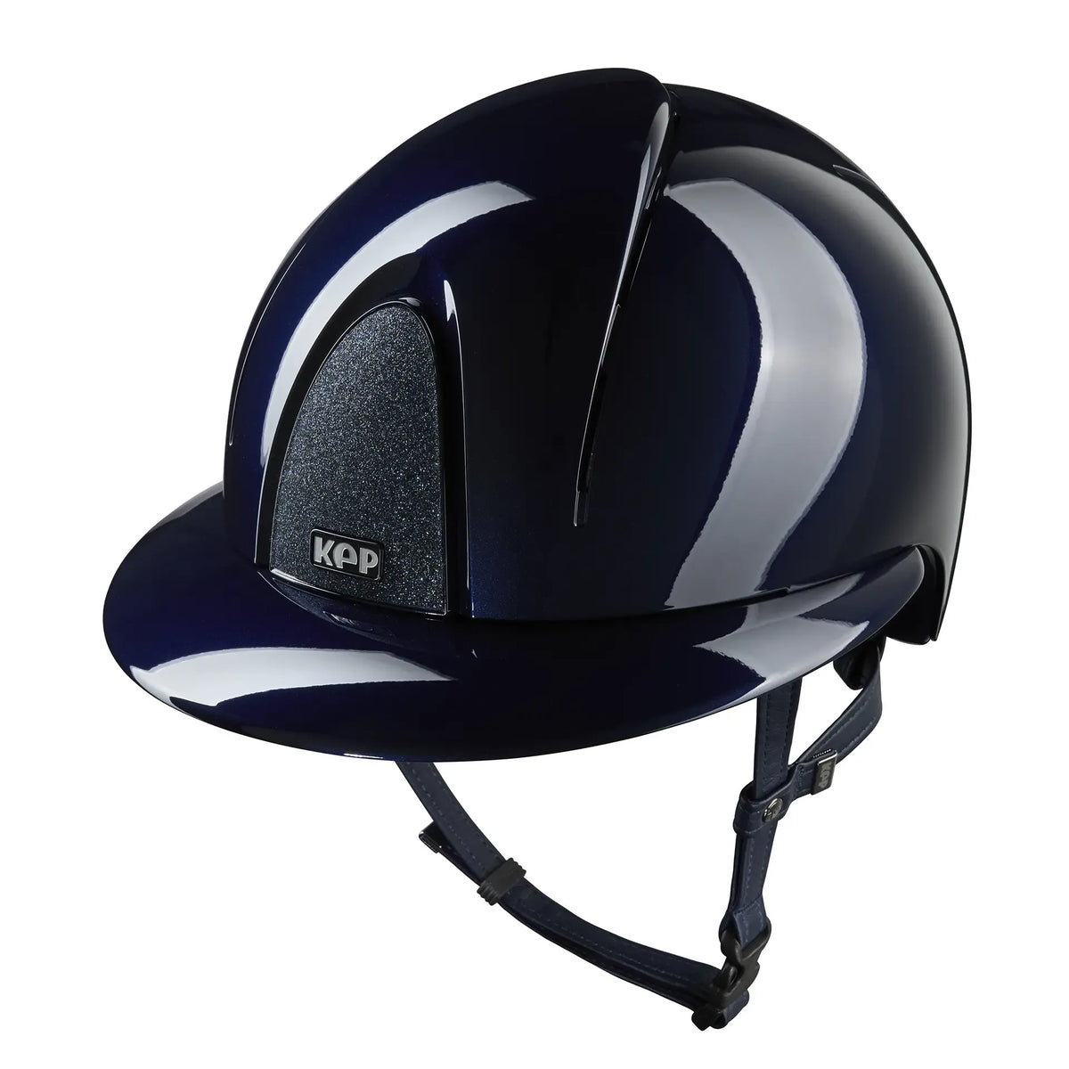 KEP Reithelm Smart Nova Metal Polish Blau, Star Glitzer Blau, Polo-Visier – Seitenansicht