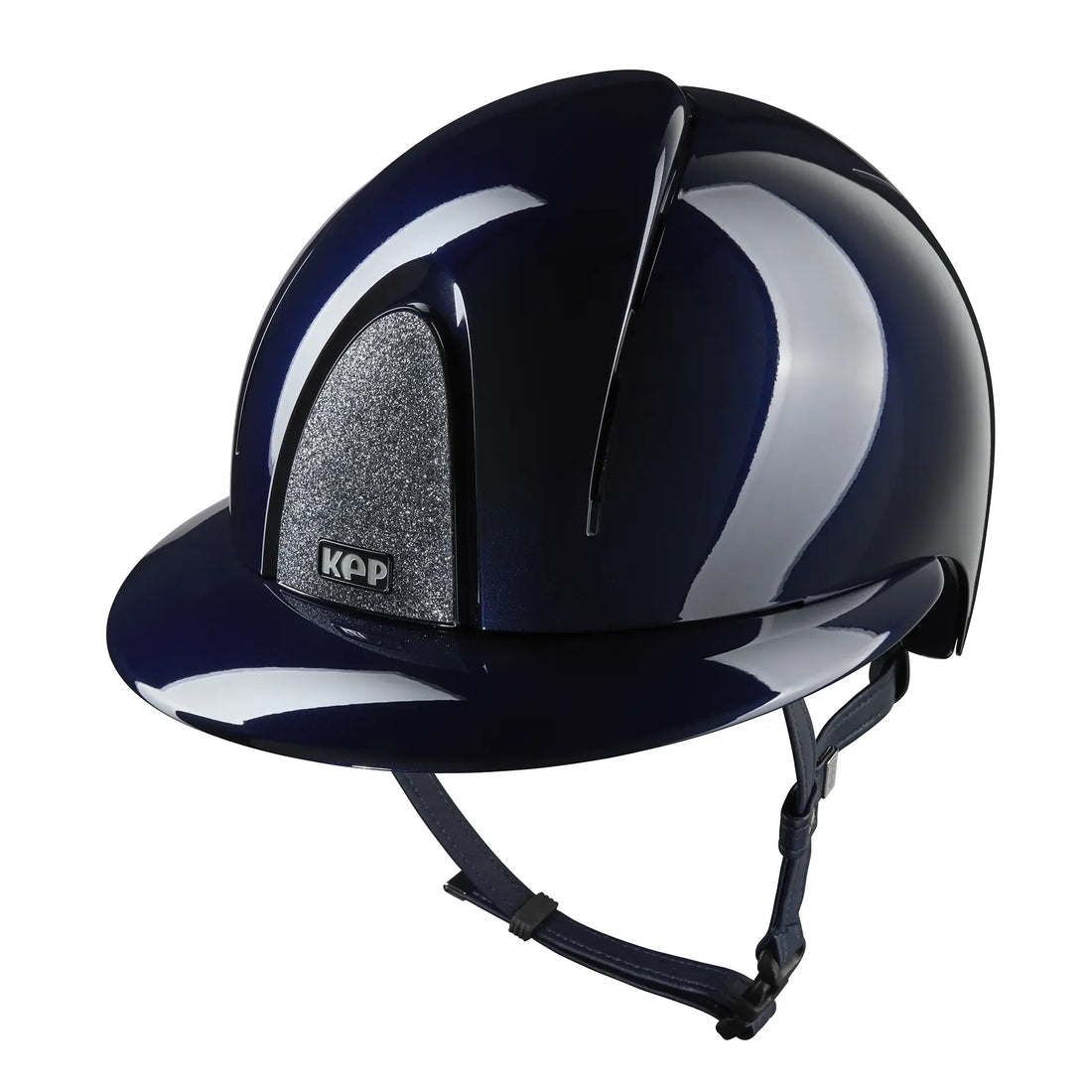 KEP Reithelm Smart Nova Metal Polish Blau, Star Glitzer Silber, Polo-Visier – Seitenansicht