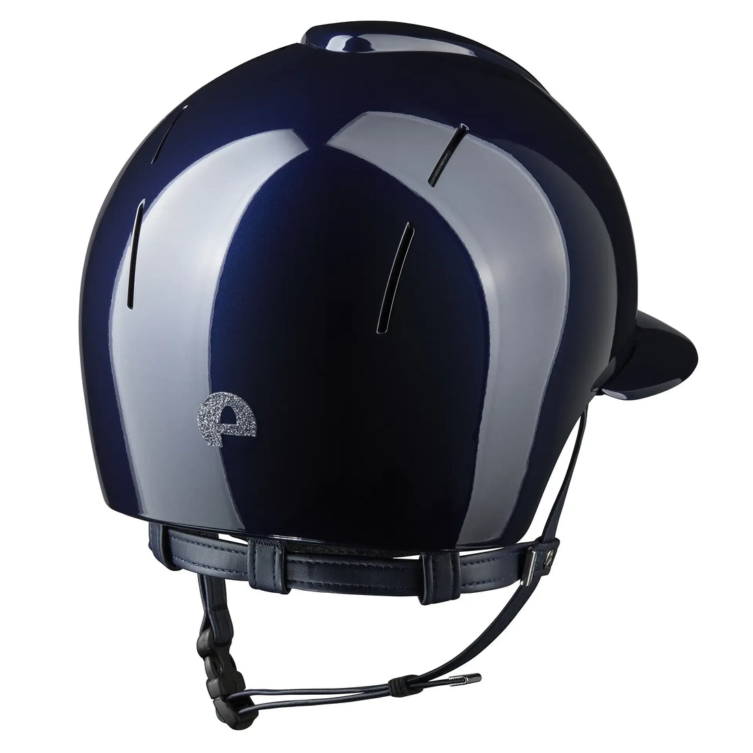 KEP Reithelm Smart Nova Metal Polish Blau, Star Glitzer Silber, Polo-Visier – Rückansicht