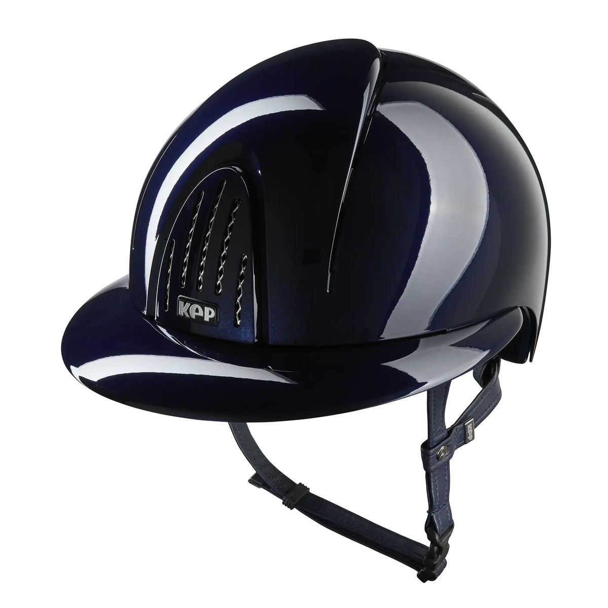 KEP Reithelm Smart Nova Metal Polish Blau, Polo-Visier – Seitenansicht