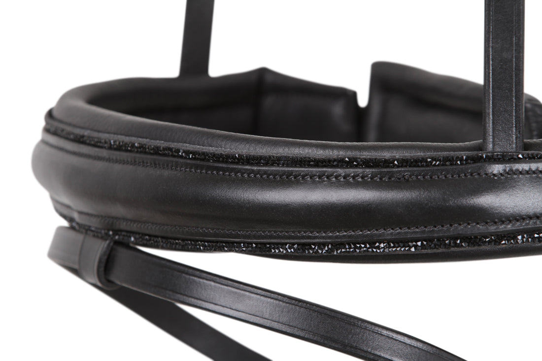 SD Design Reithalfter schwedisch kombiniert schwarz mit jet crystal rocks Zierkeder