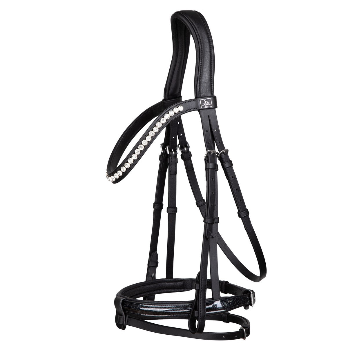 SD Design Bridle Leerox black glitter varnish with removable flash strap
