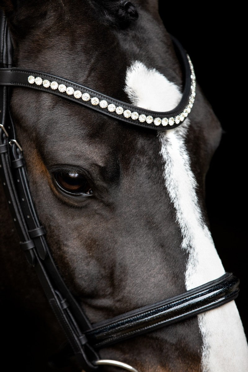 SD Design Bridle Leerox black glitter varnish with removable flash strap
