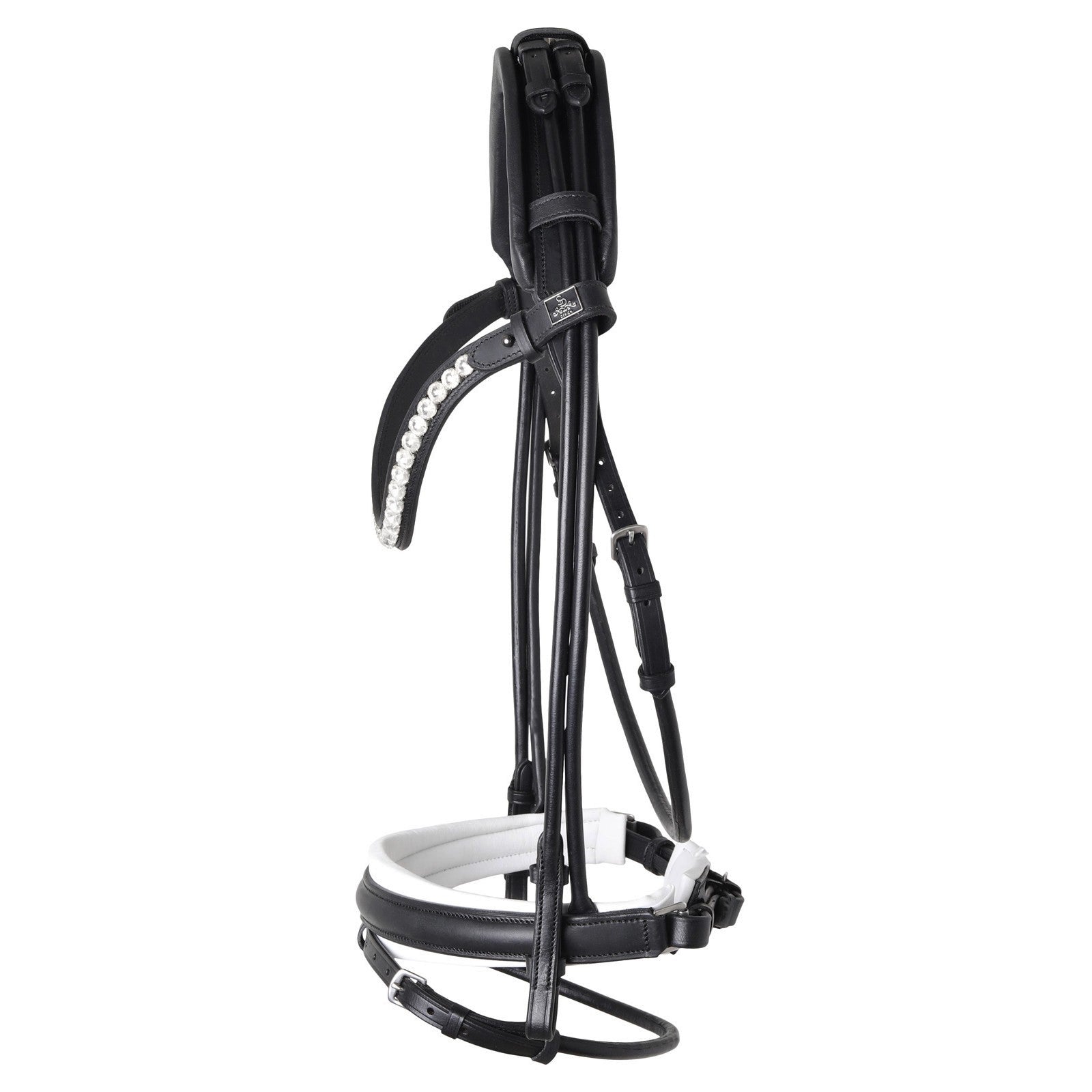 SD Design Bridle Duke de Niro II black round stitched white lined