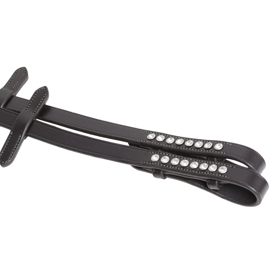 SD Design Zügel Supergrip mit 5 Stegen schwarz und Kristallsteinen in crystal