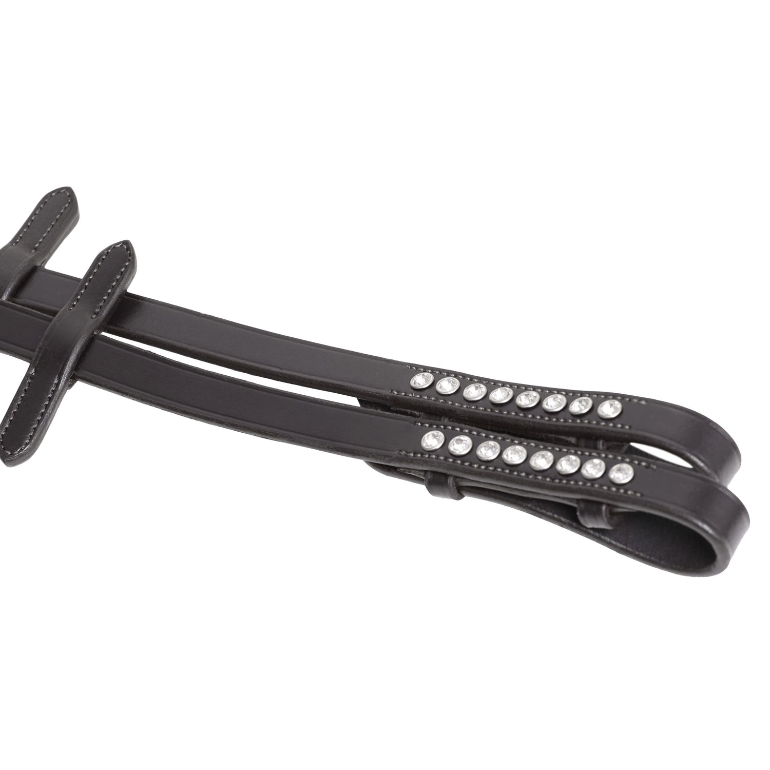 SD Design Zügel Supergrip mit 5 Stegen schwarz und Kristallsteinen in crystal