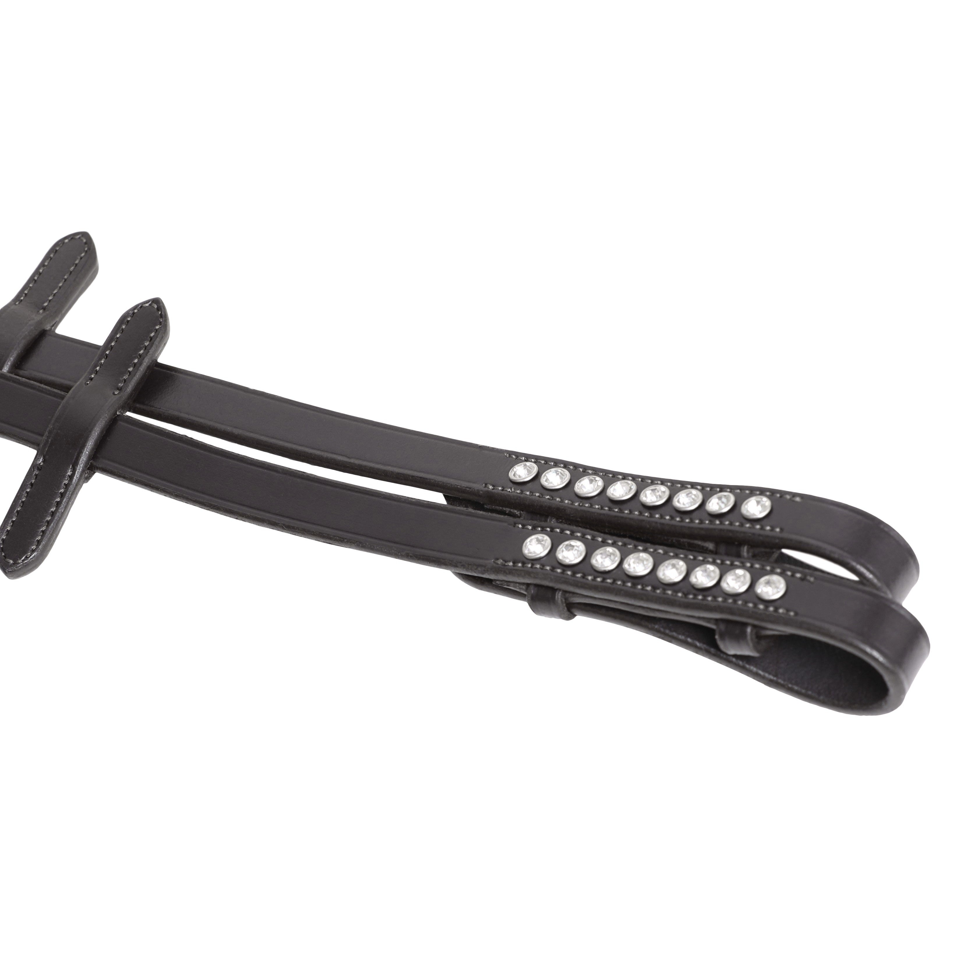 SD Design Zügel Supergrip mit 5 Stegen schwarz und Kristallsteinen in crystal