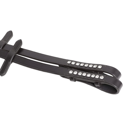 SD Design Zügel Supergrip mit 5 Stegen schwarz und Kristallsteinen in crystal