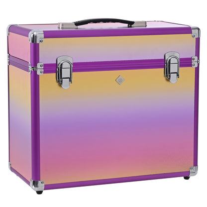 Imperial Riding IRHBasic Slim Line Putzbox Unicorn geschlossen, Vorderansicht, schmal und platzsparend, stabiler lilafarbener Rahmen, stylisches Einhorn-Farbdesign, ideal für Pferdepflege und Stall.