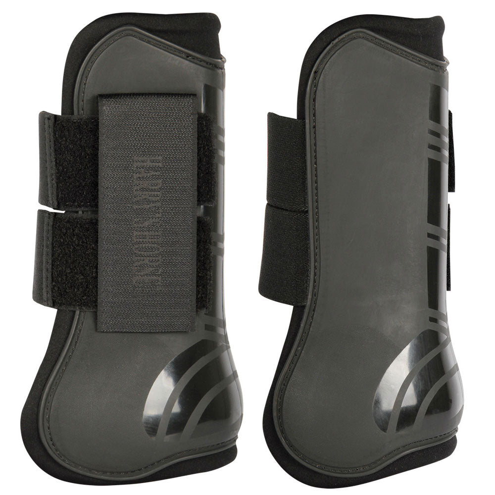 Harrys Horse Gamaschen Next in der Farbe Schwarz, im 2er-Set für den Beinschutz der Vorderbeine bei Pferden Ideal für das Springreiten, das Dressurreiten oder Ausritte. Schutz für Sehnen und Fesselkopf. Mit Klettverschluss und weichem Neoprenfutter.