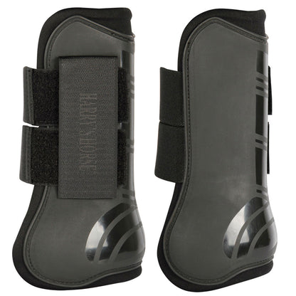Harrys Horse Gamaschen Next in der Farbe Schwarz, im 2er-Set für den Beinschutz der Vorderbeine bei Pferden Ideal für das Springreiten, das Dressurreiten oder Ausritte. Schutz für Sehnen und Fesselkopf. Mit Klettverschluss und weichem Neoprenfutter.
