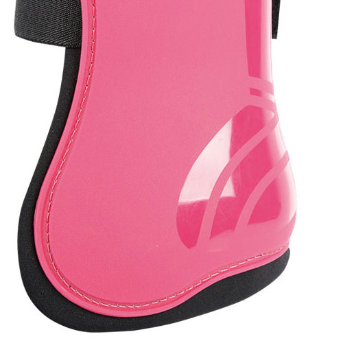 Detailbild der Harrys-Horse-Gamaschen Next in Pink im Bereich des Fesselkopfes. Das Material bietet im Bereich der Sehnen Schutz vor Schlägen.