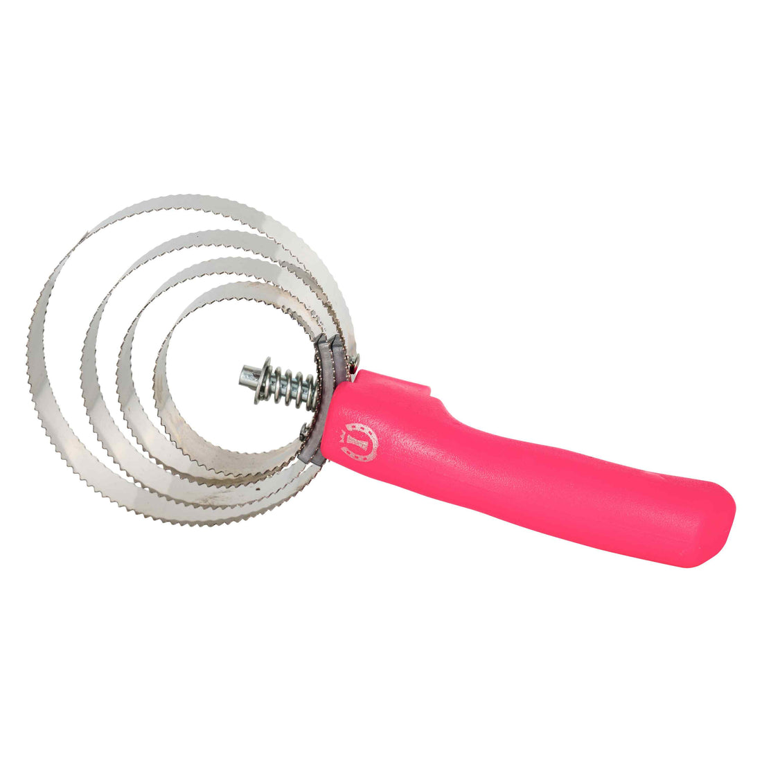 Der Imperial Riding Federstriegel Curry Comb Metal IRH in auffälligem Neon Pink ist ein langlebiger Metallstriegel mit vier gezackten Ringen, der als idealer Fellwechselhelfer eingetrocknete Schlammkrusten sowie lose Haare mühelos entfernt und gleichzeitig als praktisches Groomingtool zur Reinigung von Kardätschen dient.