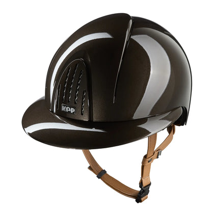 KEP Smart Nova Metal Polish Braun mit beiger Beriemung und Polo-Visier – Vorderansicht