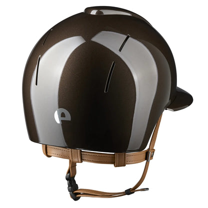 KEP Smart Nova Metal Polish Braun mit beiger Beriemung und Polo-Visier – Rückansicht