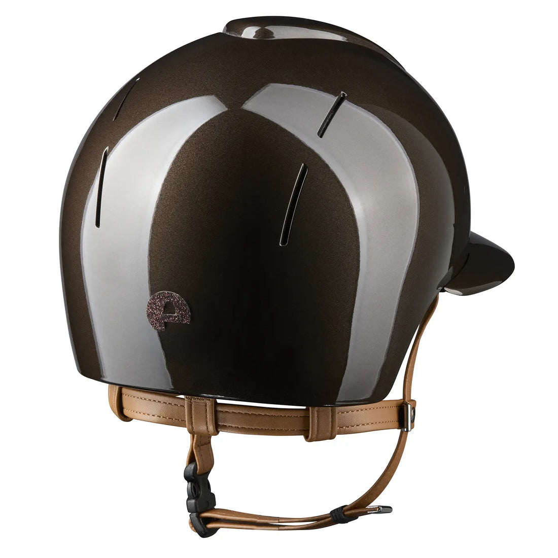 KEP Smart Nova Metal Polish Braun mit beiger Beriemung, Star Glitzer Braun und Polo-Visier – Rückansicht