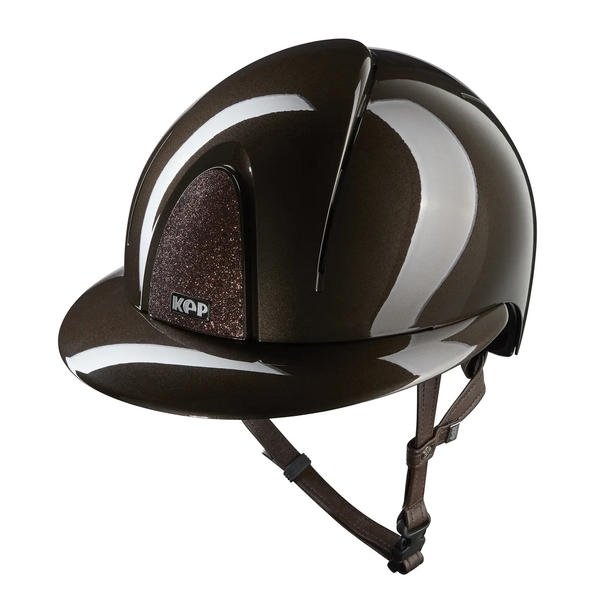 KEP Smart Nova Metal Polish Braun mit Star Glitzer Braun und Polo-Visier – Vorderansicht