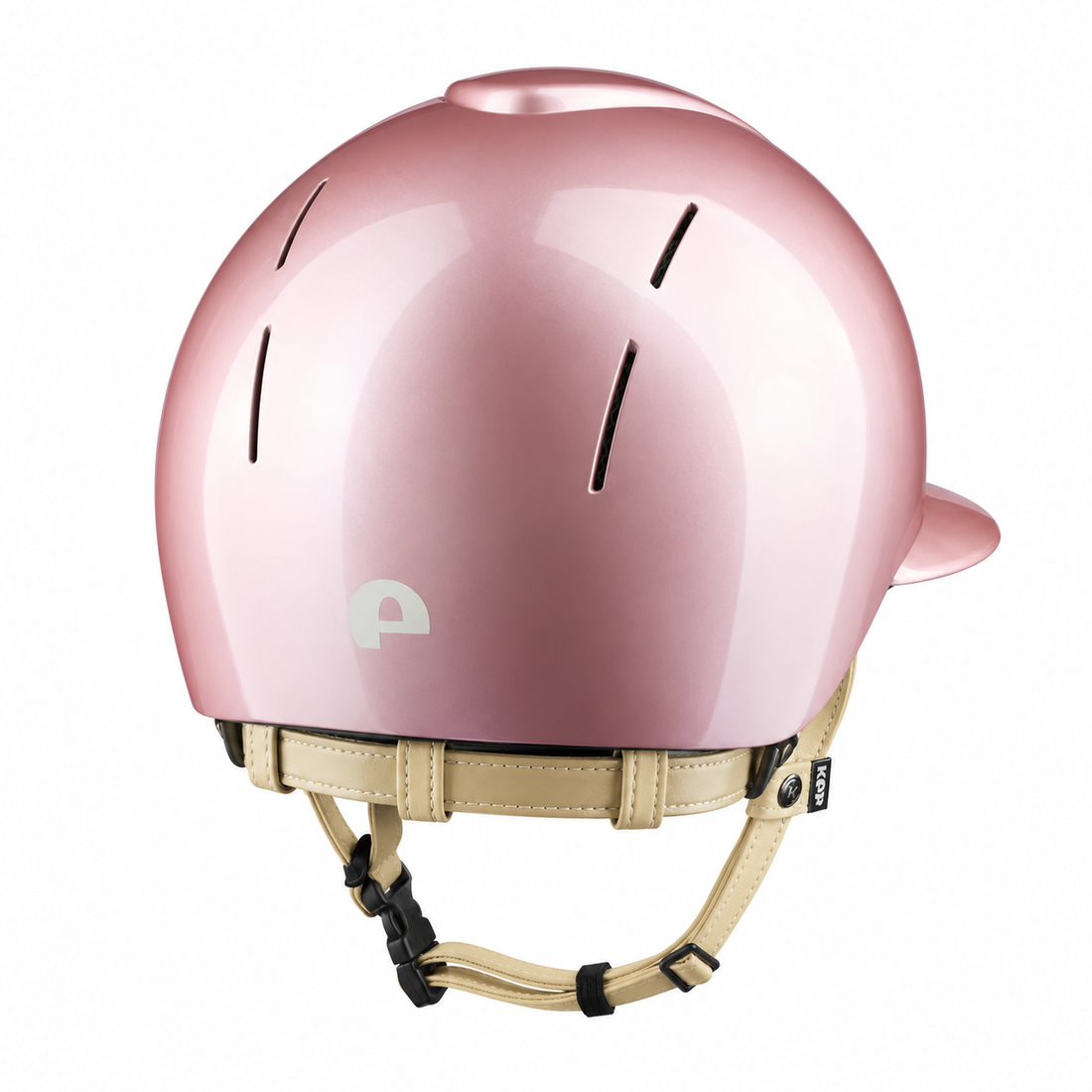 KEP Smart Nova Metal Polish Pink mit beiger Beriemung und Polo-Visier – Rückansicht