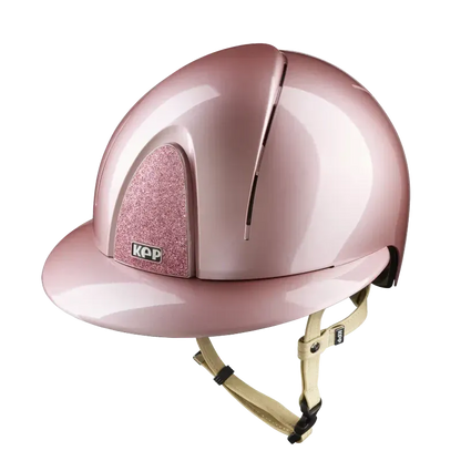 KEP Smart Nova Metal Polish Pink mit beiger Beriemung, Star Glitzer Pink und Polo-Visier – Vorderansicht