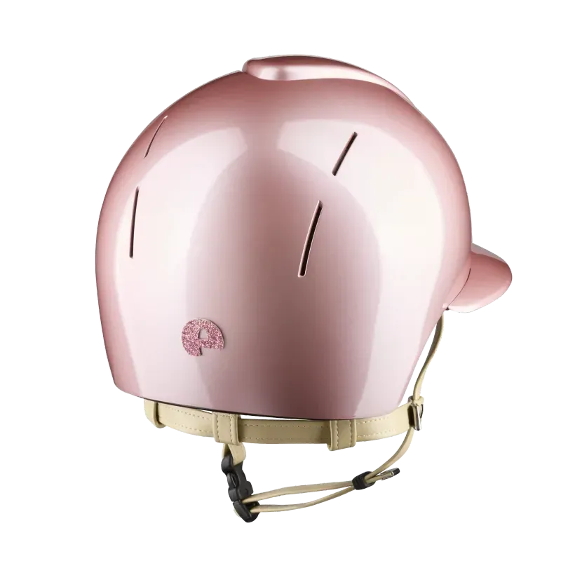 KEP Smart Nova Metal Polish Pink mit beiger Beriemung, Star Glitzer Pink und Polo-Visier – Rückansicht