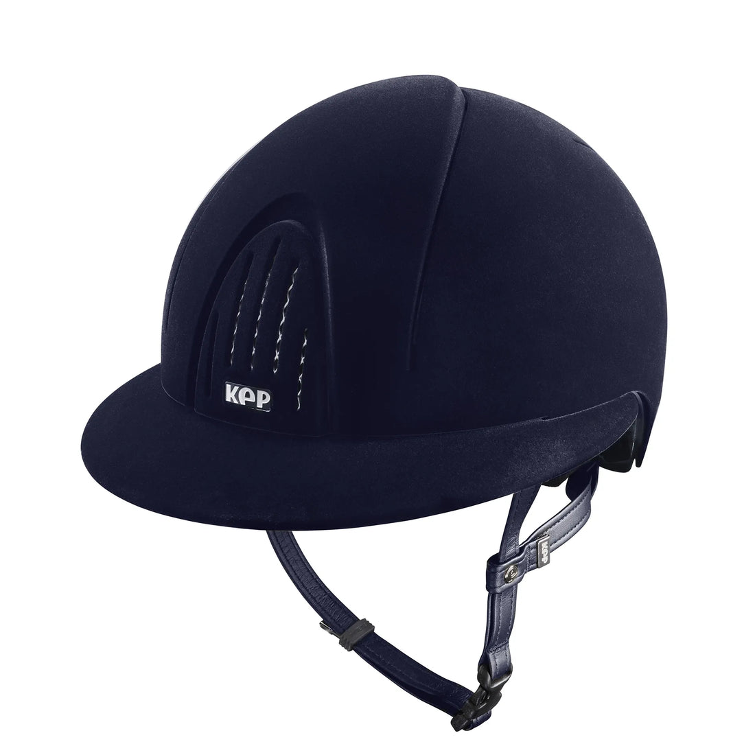 KEP Smart Nova Velvet Blauer Samt mit Polo-Visier – Vorderansicht