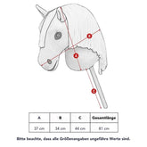 LeMieux Steckenpferd Hobby Horse Größentabelle mit Abmessungen zur Einordnung der Größe.