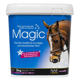NAF Magic Pulver 3 kg Eimer – magnesiumhaltiges Ergänzungsfuttermittel für Pferde und Ponys mit ausgewählten Pflanzenstoffen für eine ausgewogene Fütterung. Für Freizeitpferde, Turnierpferde, Sportpferde, Hengste, Wallache und Jungpferde in der Ausbildung. Clean Sport dank ADMR Angeben von NAF.