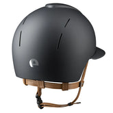 KEP Reithelm Smart Nova Textile Schwarz, beige Beriemung, Polo-Visier – Rückansicht