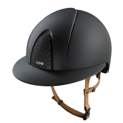 KEP Reithelm Smart Nova Textile Schwarz, beige Beriemung, Star Glitzer Schwarz, Polo-Visier