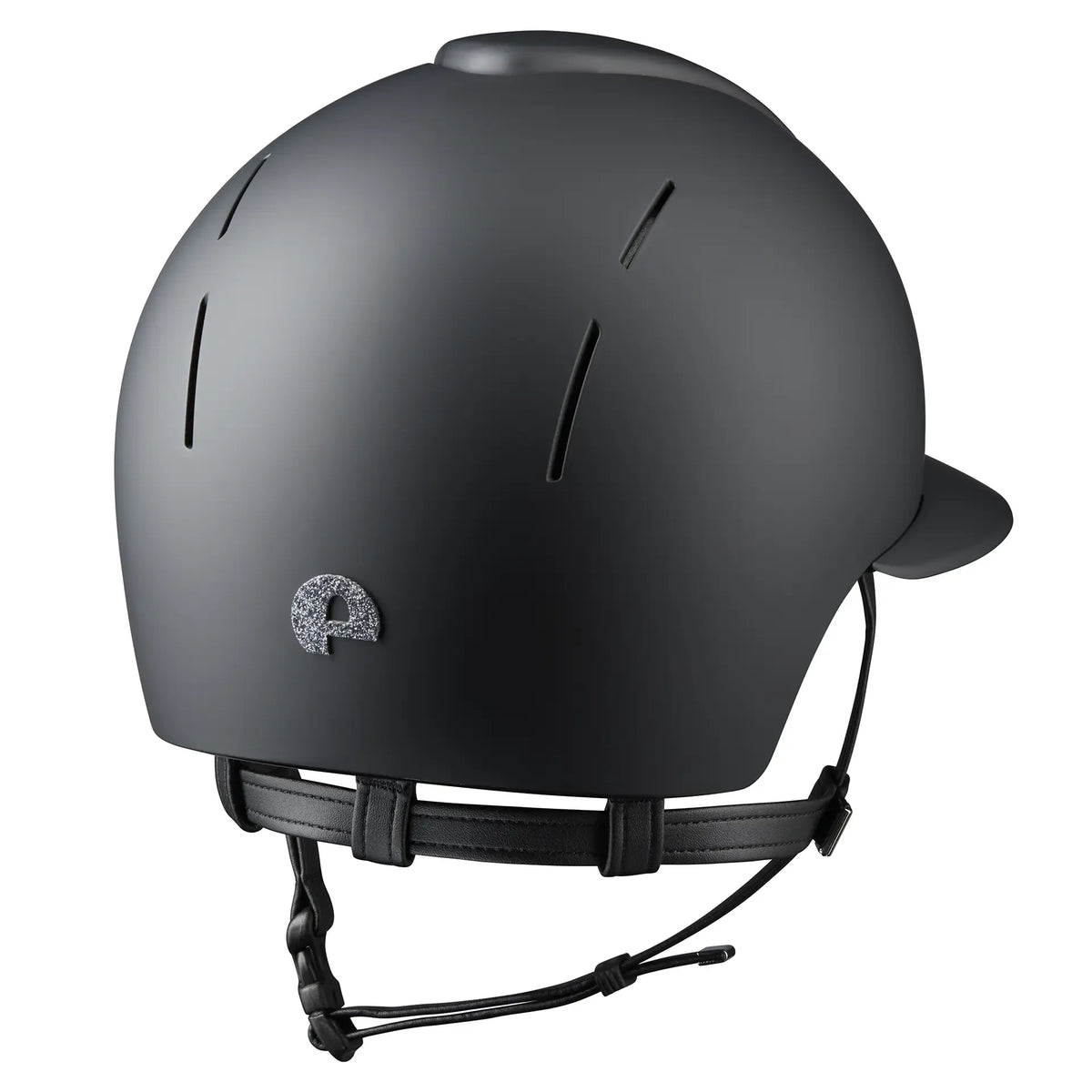 KEP Reithelm Smart Nova Textile Schwarz, Star Glitzer Silber, Polo-Visier – Rückansicht