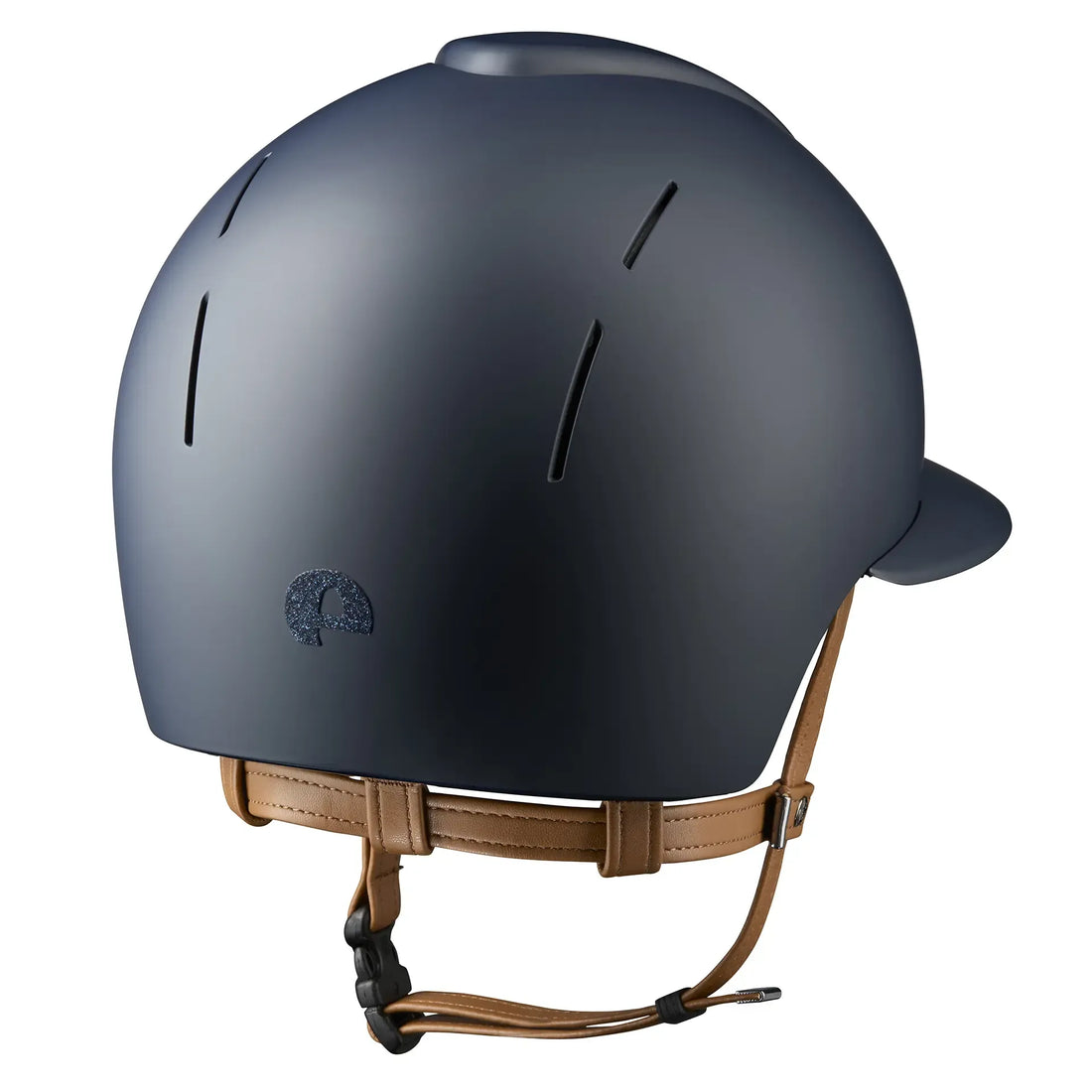 KEP Reithelm Smart Nova Textile Blau, beige Beriemung, Star Glitzer Blau, Polo-Visier – Rückansicht
